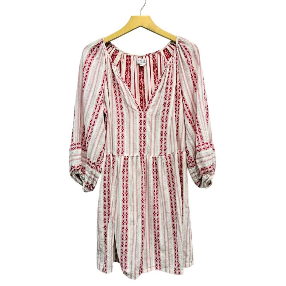 Velvet by Graham & Spencer Nona Cotton Printed Peasant Dress size Large - Picture 3 of 6